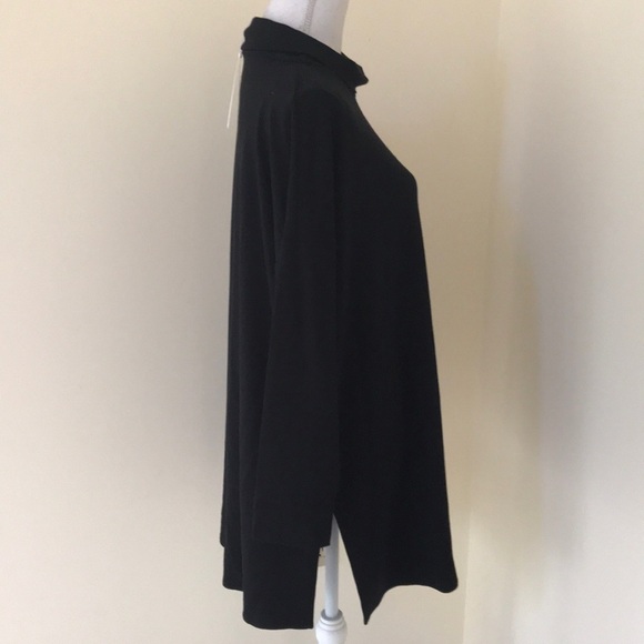 NWT! EILEEN Fisher Size L black turtle neck tunic top - Picture 3 of 8